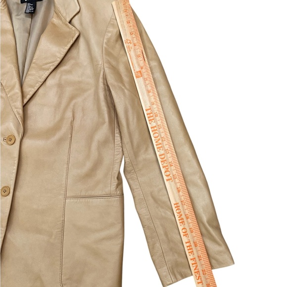 Dkny minimalist tan buttery soft leather blazer jacket - Picture 6 of 9